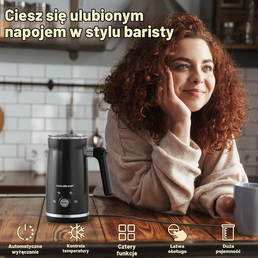 HAUSHOF elektrinis pieno plakiklis 4 funkcijų karštai ir šaltai pieno putai HH24056