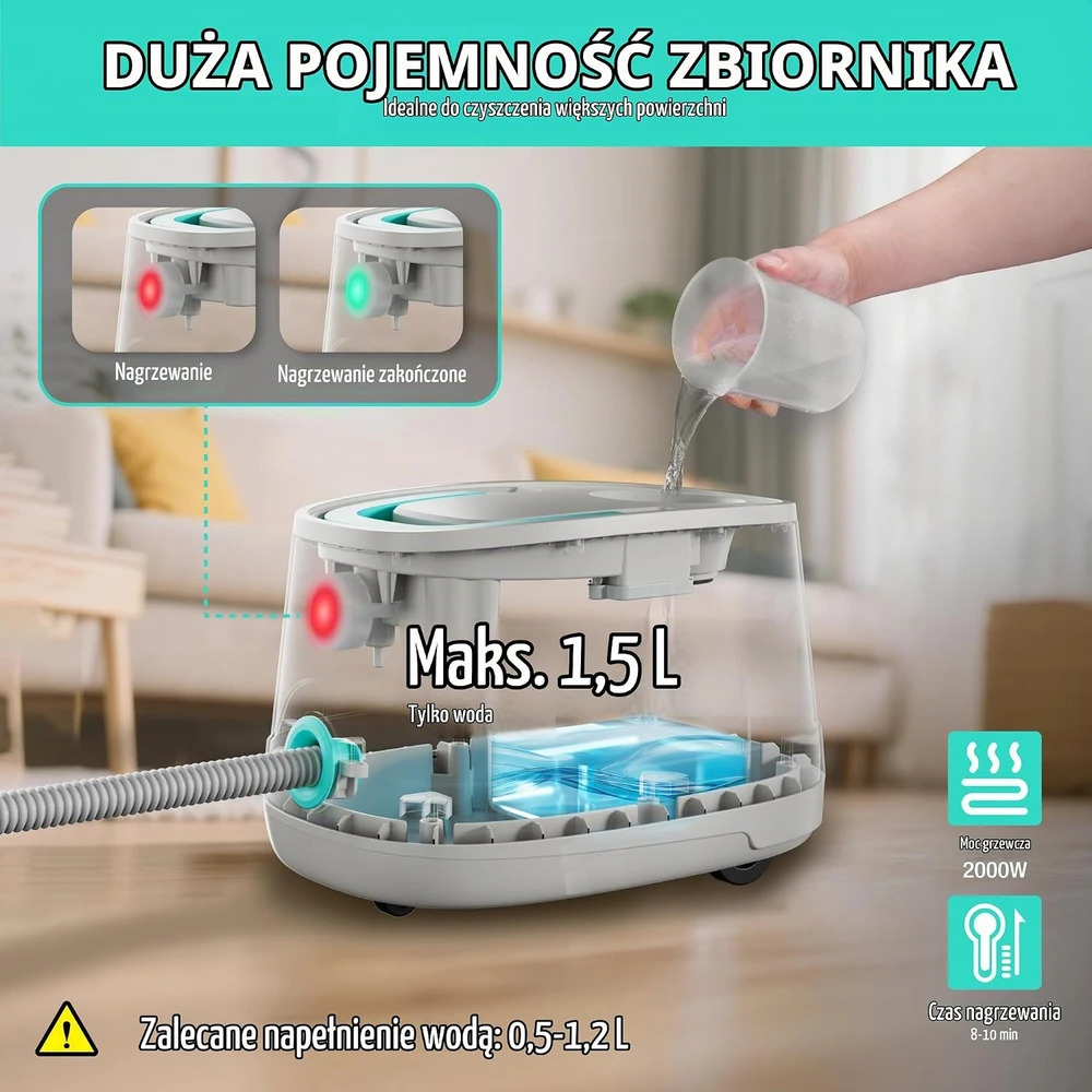 HAUSHOF garinis valytuvas 2000 W su 1,5 l baku ir 4 bar slėgiu HH24091A