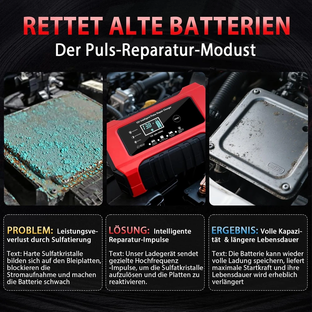 HAUSPROFI automobilio akumuliatorių įkroviklis 12 V 6 A, 4 režimų, RJ-C120501C