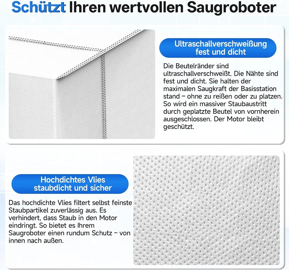 HAUSPROFI dulkių siurblio maišeliai Ecovacs Deebot T50 ir X8 serijoms, 12 vnt., RECOT50