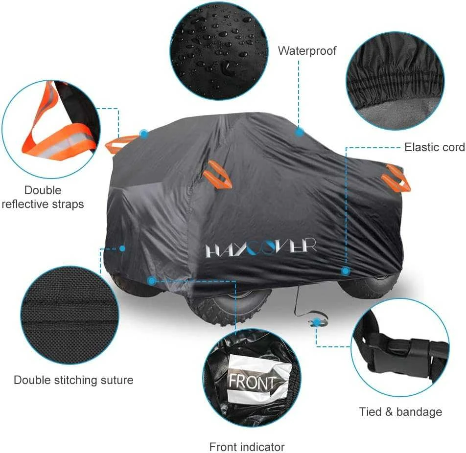 HAYCOVER vandeniui atsparus ATV keturračio uždangalas, juodas, 256 x 110 x 120 cm, XXXL