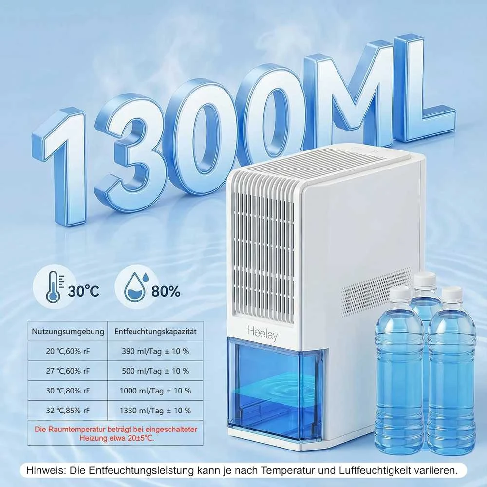 Heelay Q22 oro sausintuvas, 2 l bakelis, 1300 ml/dieną, 85 W, baltas