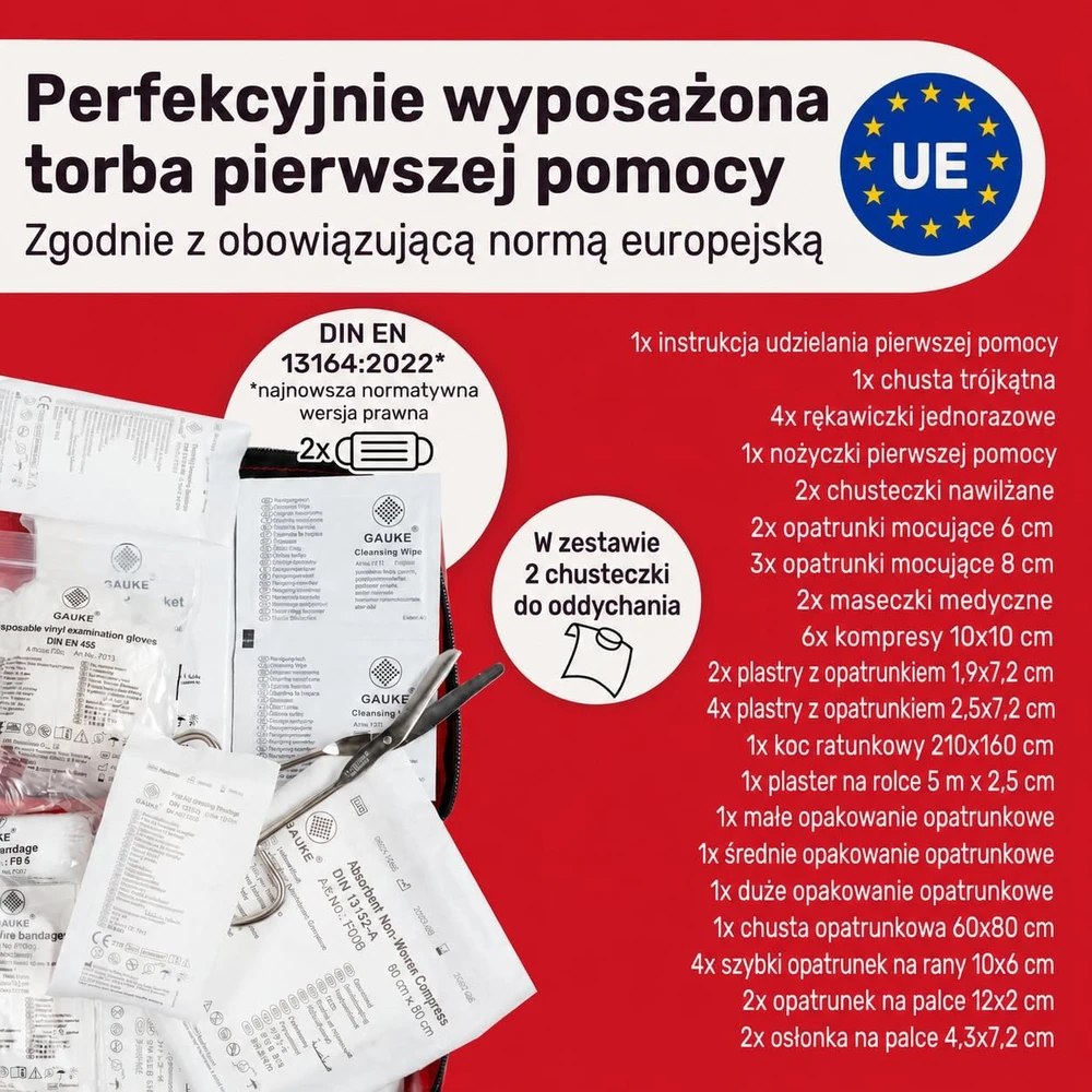 HELDENWERK automobilinis 45 dalių pirmosios pagalbos rinkinys, DIN 13164:2022