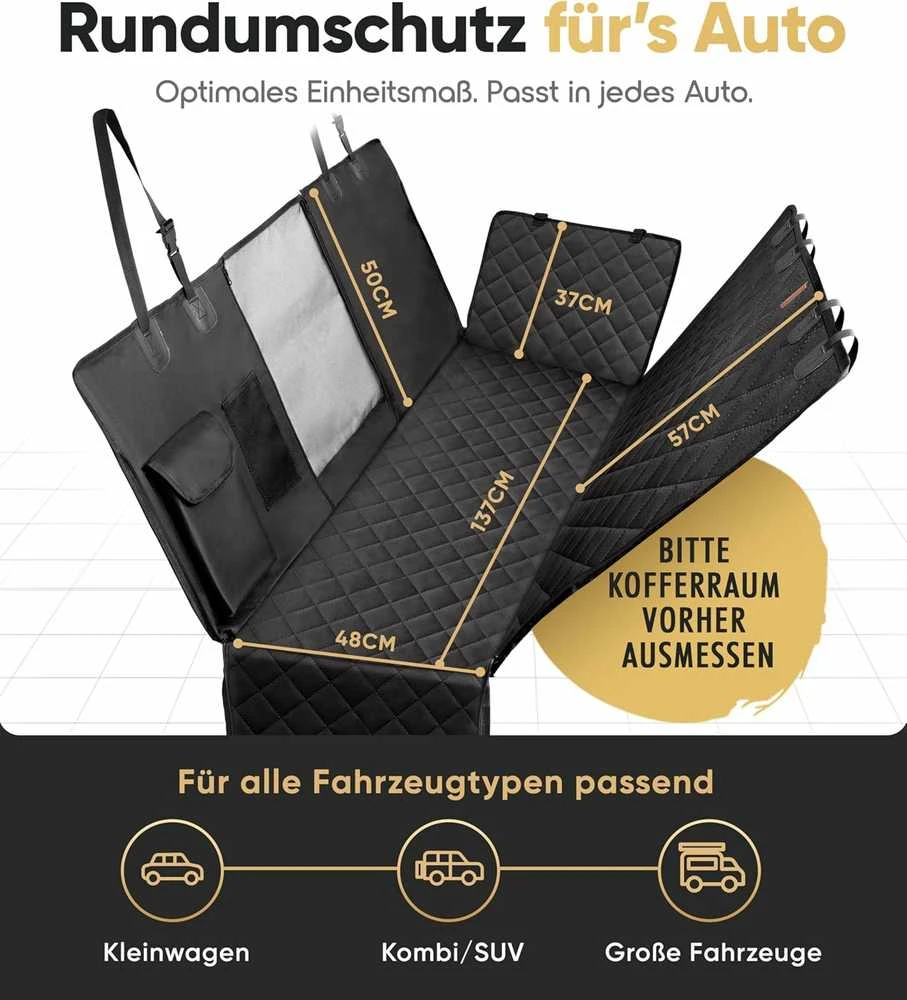 Heldenwerk automobilių uždangalas šunims, vandeniui atspari universali galinės sėdynės apsauginė danga