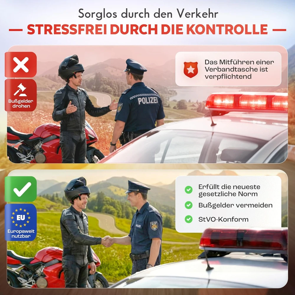HELDENWERK motociklo pirmosios pagalbos vaistinėlė DIN 13167 Mini CN1501