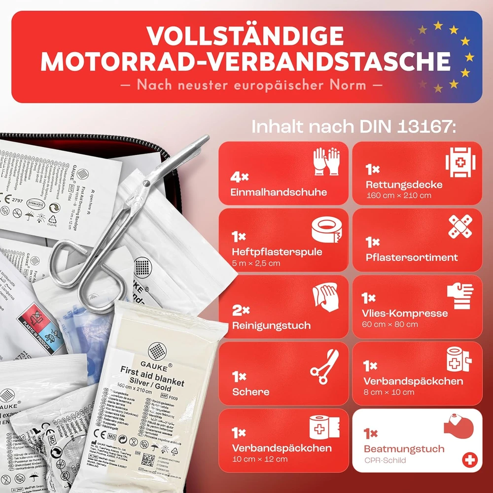 HELDENWERK motociklo pirmosios pagalbos vaistinėlė DIN 13167 Mini CN1501
