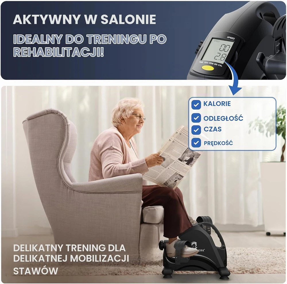 HELDENWERK pedalinis treniruoklis rankoms ir kojoms su LED ekranu, 8 lygiai, 1100113