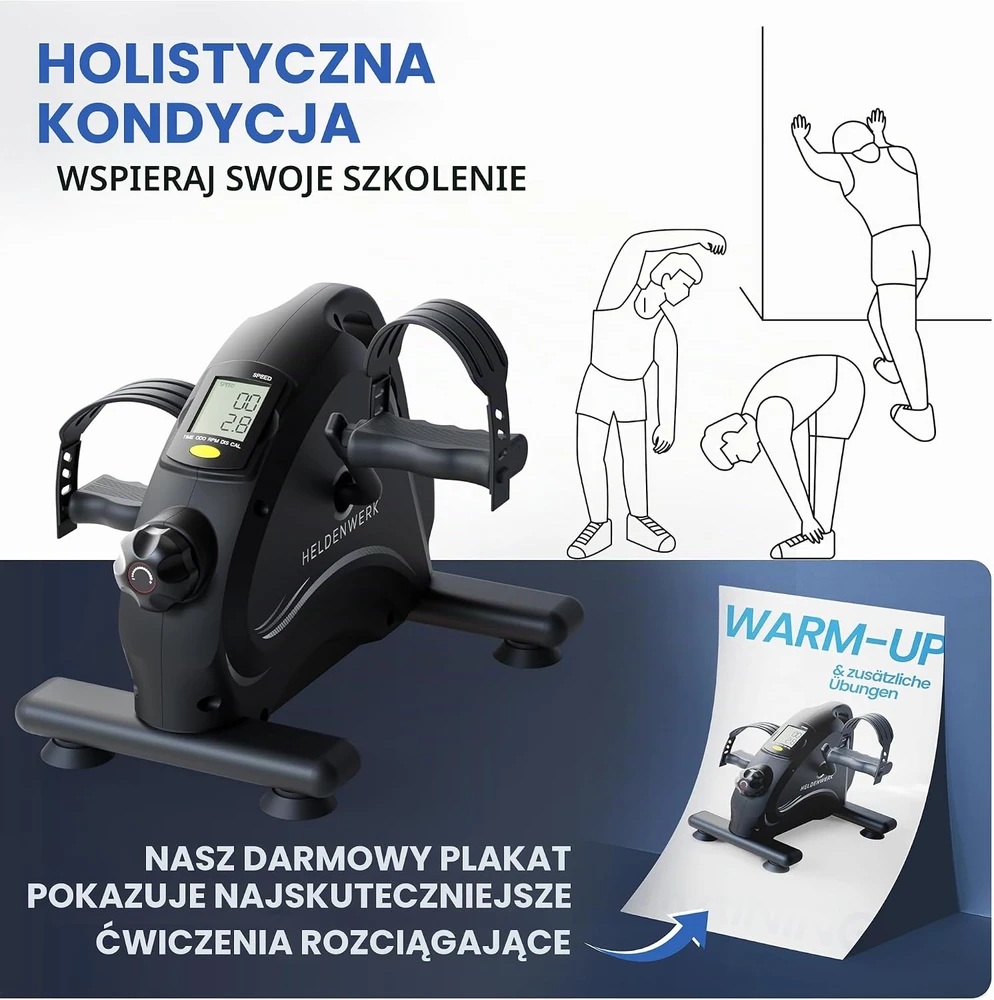HELDENWERK pedalinis treniruoklis rankoms ir kojoms su LED ekranu, 8 lygiai, 1100113