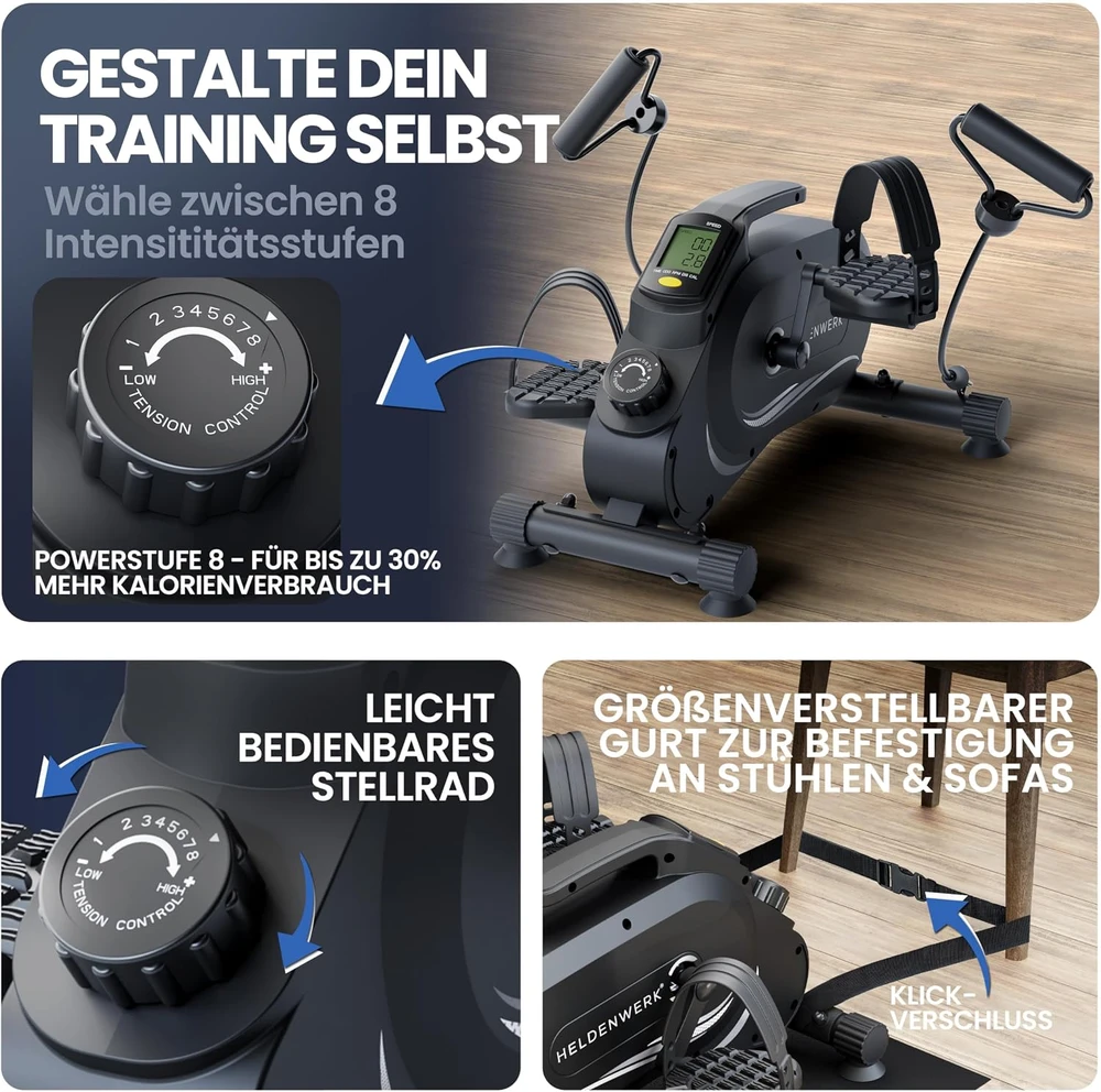 HELDENWERK pedalinis treniruoklis rankoms ir kojoms su LED ekranu Pro Trainer