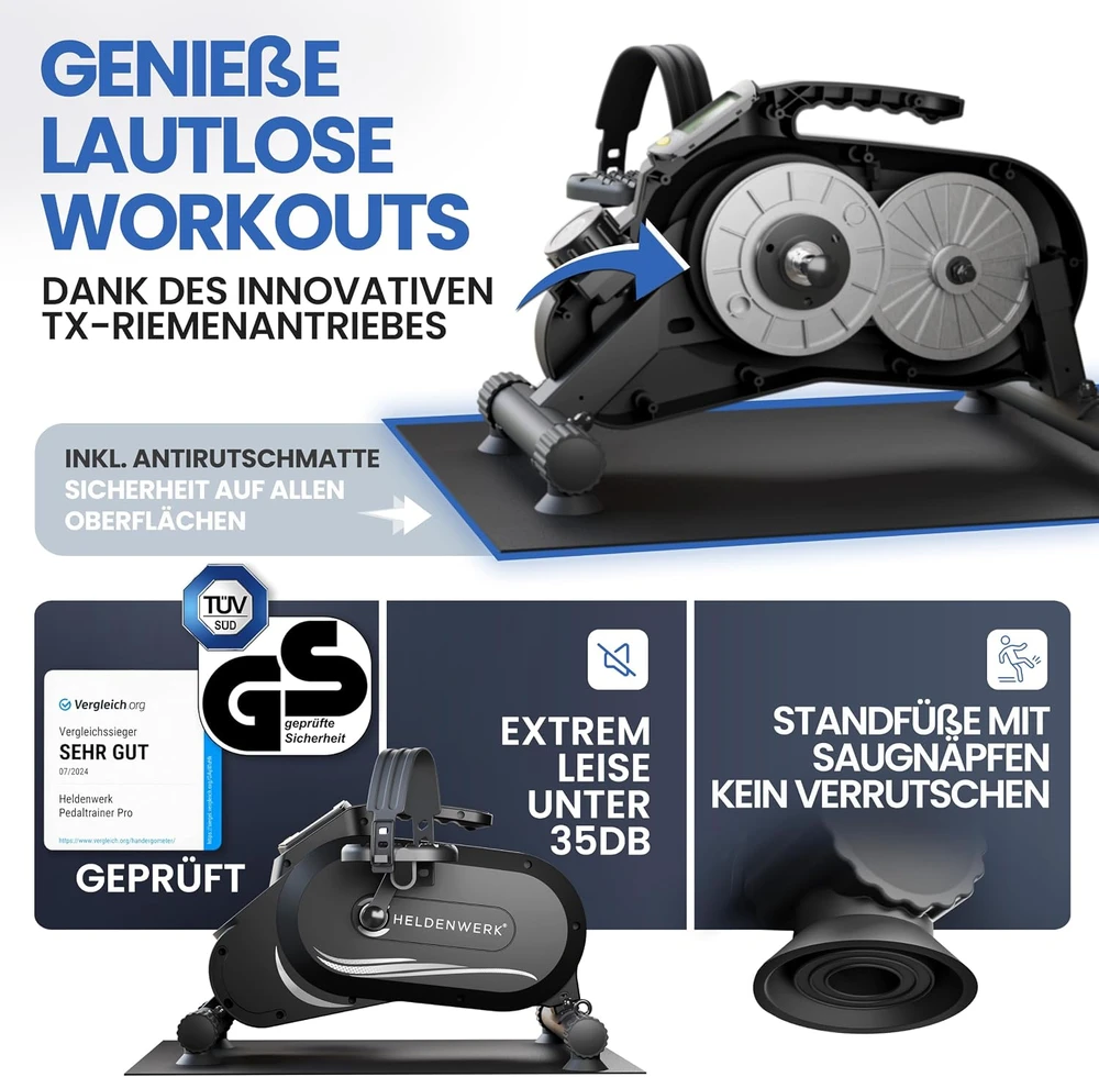 HELDENWERK pedalinis treniruoklis rankoms ir kojoms su LED ekranu Pro Trainer