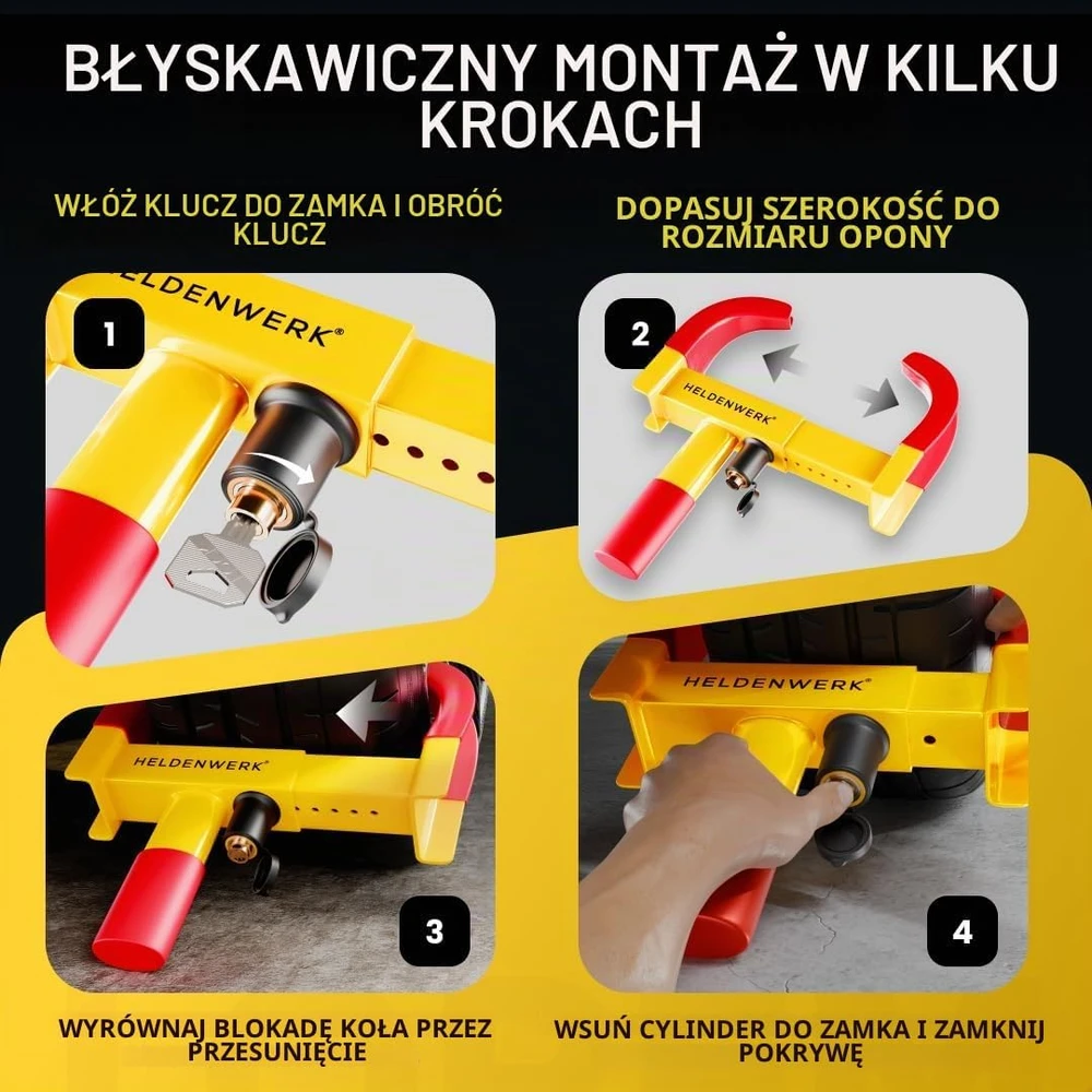 HELDENWERK ratų blokatorius automobiliams ir priekaboms, 18–30 cm, Parent_Radkrallen (MFN)