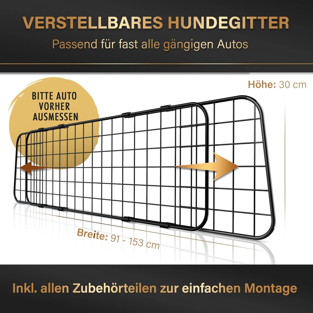 HELDENWERK universali automobilinė apsauginė grotelė šunims bagažinei, 91–153 cm, 1100242_MFN