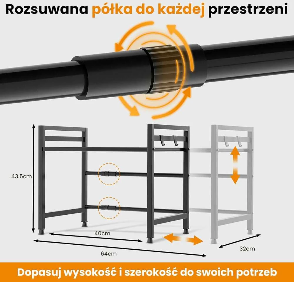 Heldenwunder Mikrobangų krosnelės pastatoma virtuvės lentyna, juoda