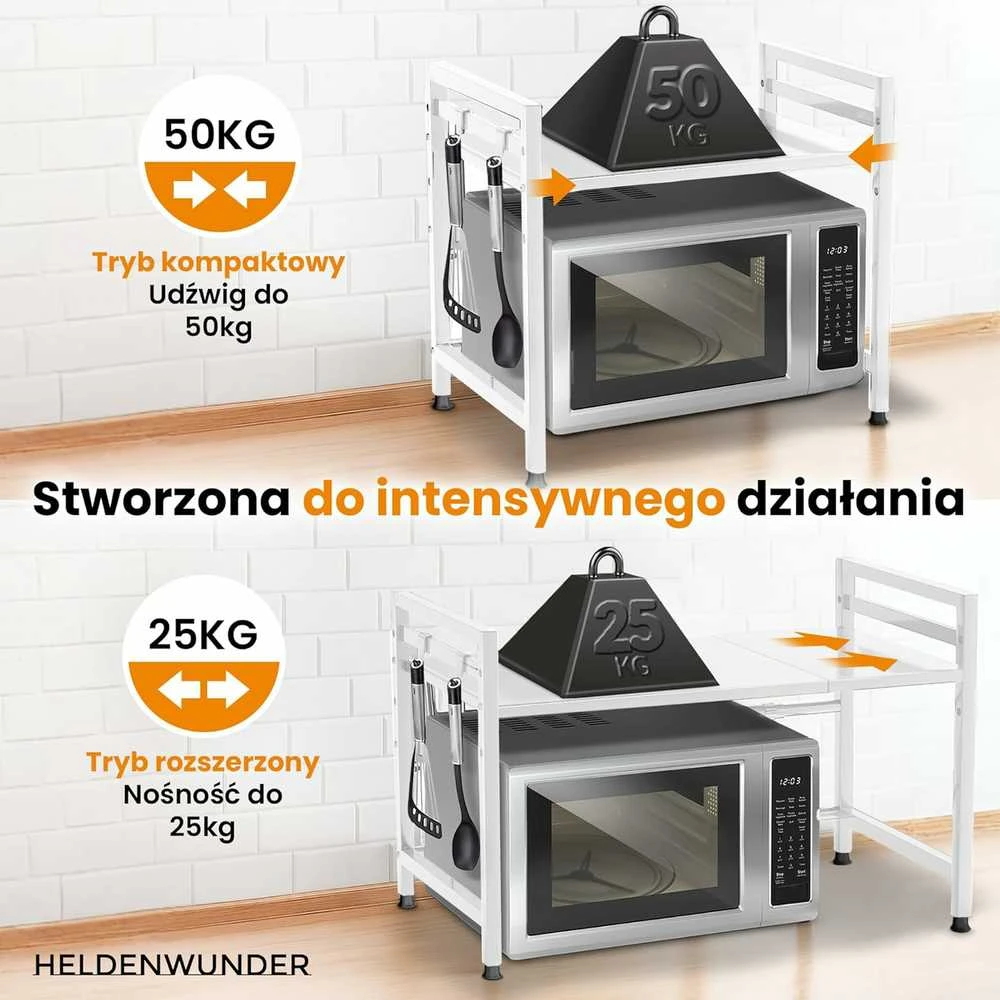 Heldenwunder Mikrobangų krosnelės pastatoma virtuvės lentyna, balta
