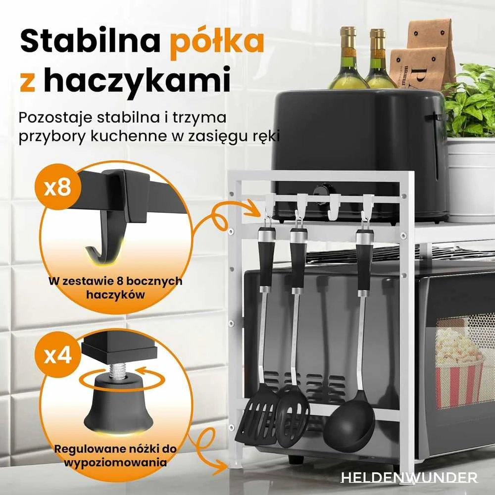 Heldenwunder Mikrobangų krosnelės pastatoma virtuvės lentyna, balta