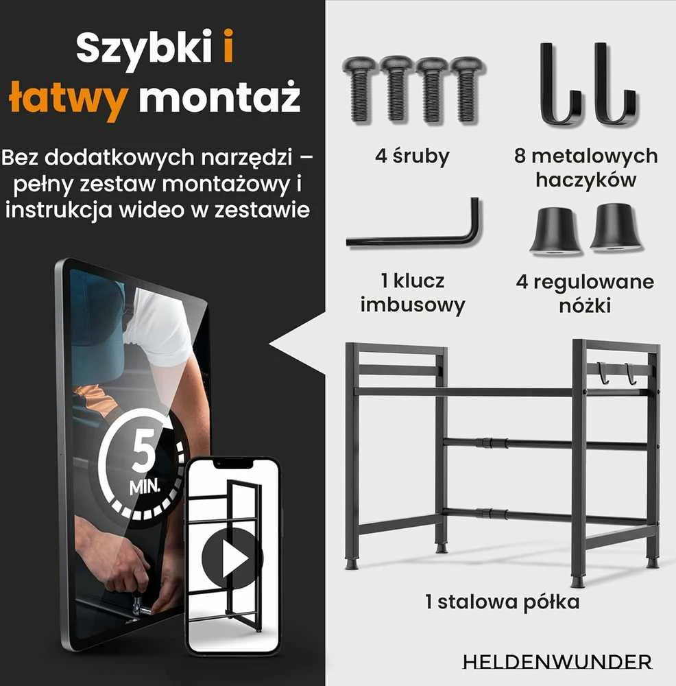 Heldenwunder Mikrobangų krosnelės pastatoma virtuvės lentyna, balta