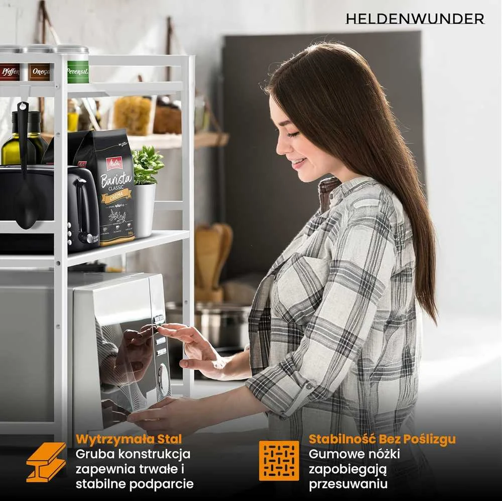 Heldenwunder Mikrobangų krosnelės pastatoma virtuvės lentyna, balta