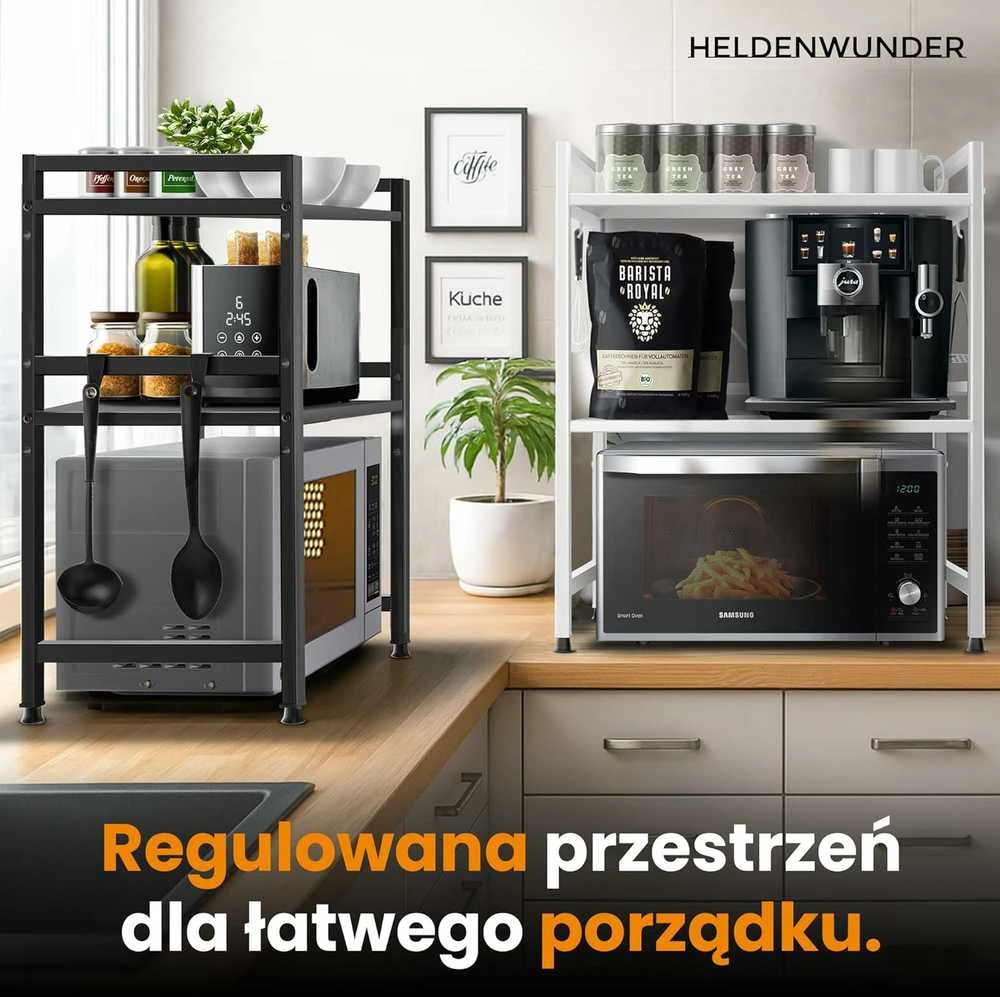 Heldenwunder Mikrobangų krosnelės pastatoma virtuvės lentyna, balta