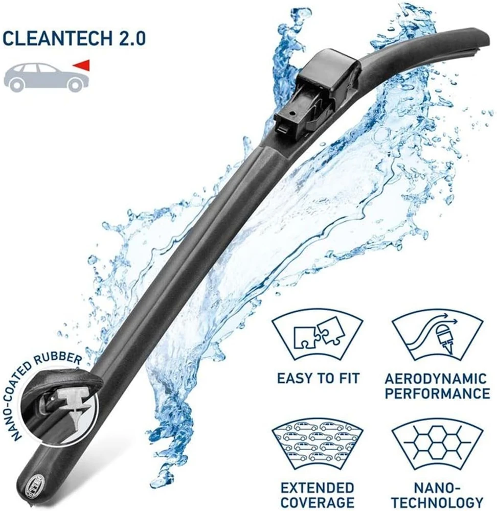 HELLA priekinis berėmis valytuvo šepetėlis 450 mm su universaliu adapteriu 9XW 358 053-181