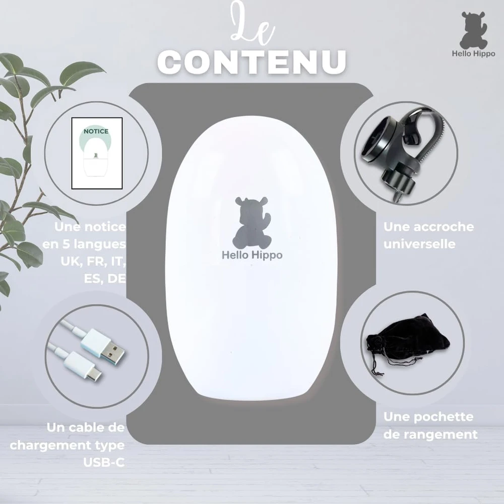 Hello Hippo automatinis kūdikio vežimėlio supimo įrenginys USB-C, 3 greičiai, BLY 103040