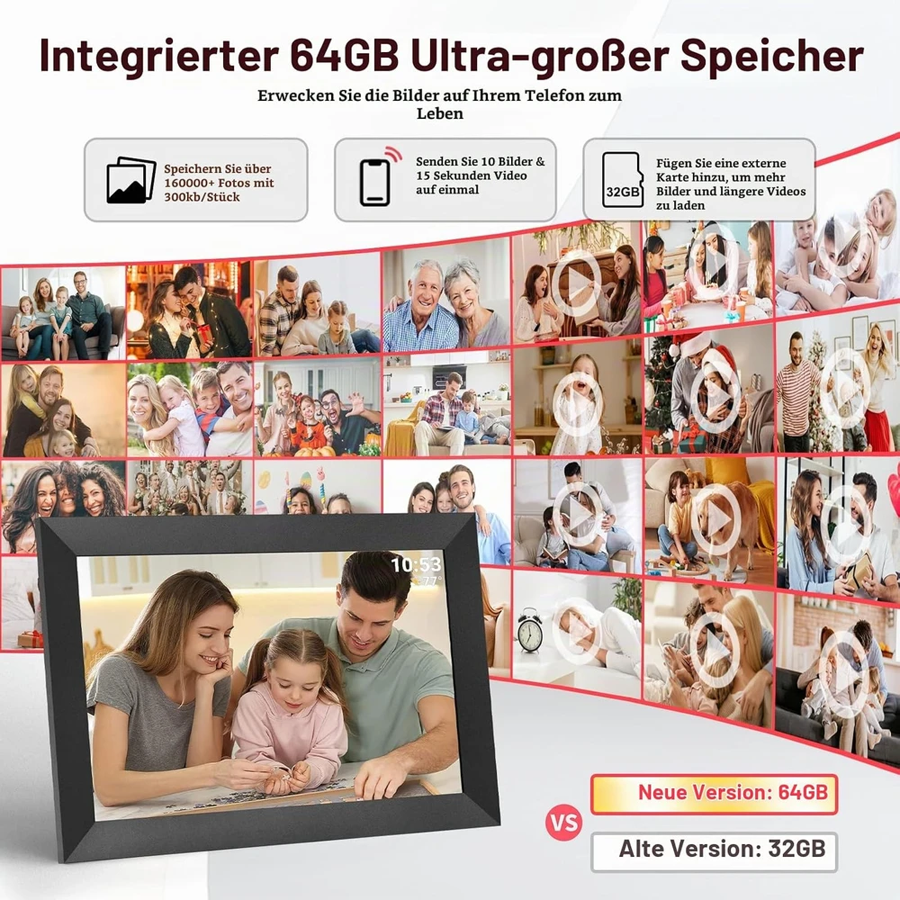 Hesmor skaitmeninis nuotraukų rėmelis, 10,1 col., 64 GB, Frameo-10.1