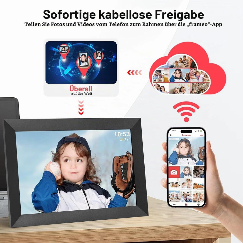 Hesmor skaitmeninis nuotraukų rėmelis, 10,1 col., 64 GB, Frameo-10.1