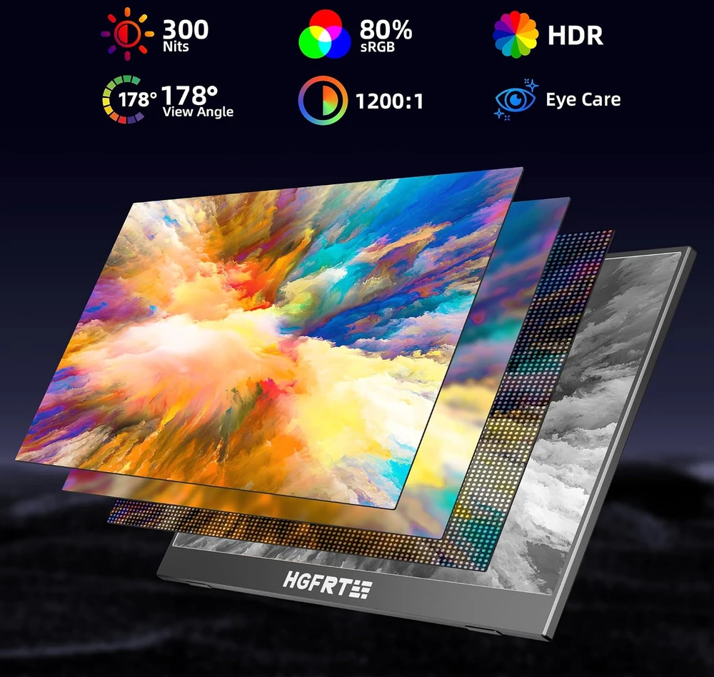 HGFRTEE nešiojamasis monitorius 15.6 col. Full HD IPS 60 Hz B156-SZF06L6