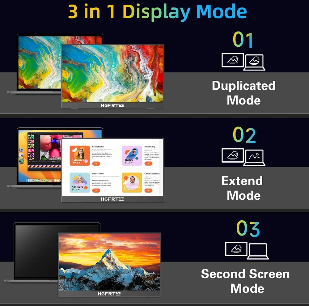 HGFRTEE nešiojamasis monitorius 15.6 col. Full HD IPS 60 Hz B156-SZF06L6