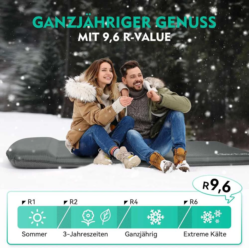 Hikenture savaime prisipučiantis turistinis kilimėlis, 8 cm storio, su izoliacine puta, A1