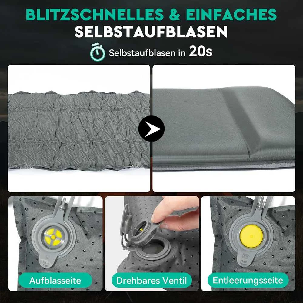 Hikenture savaime prisipučiantis turistinis kilimėlis, 8 cm storio, su izoliacine puta, A1