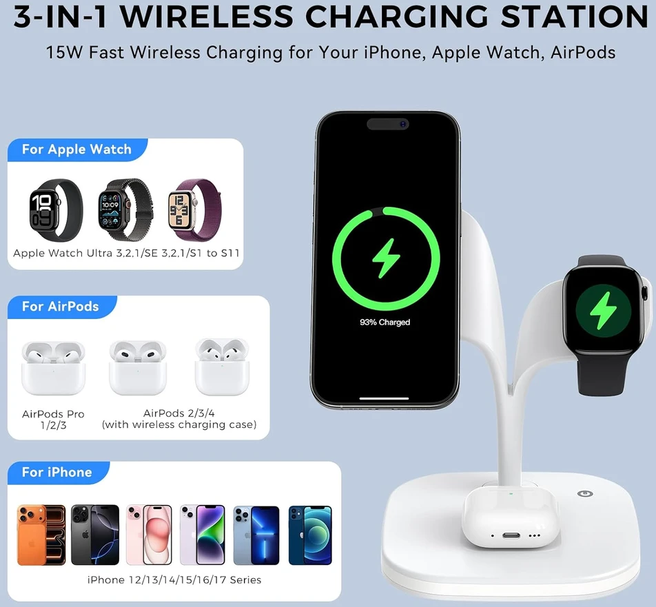 HJCE belaidė 3 viename MagSafe įkrovimo stotelė 20 W su USB-C, YM-UD22