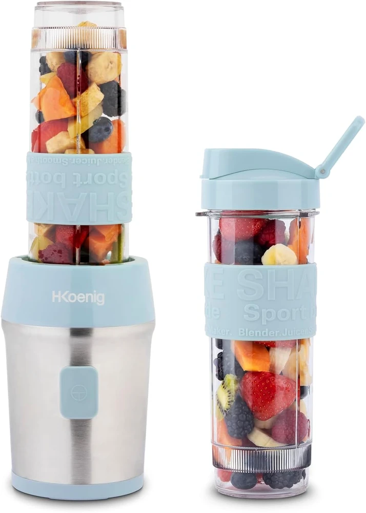 H.Koenig kokteilių plakiklis 570 ml 300 W nerūdijančio plieno korpusas SMOO16 pastelinis mėlynas