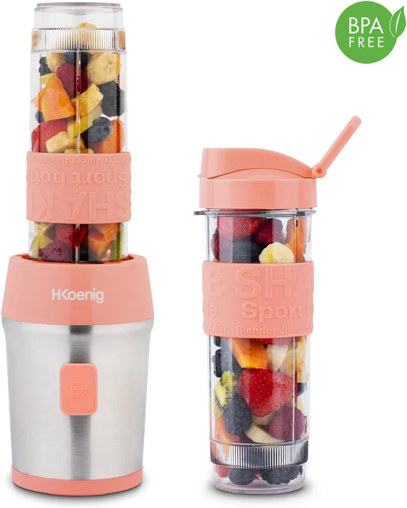 H.Koenig mini trintuvas 570 ml, 300 W, nerūdijančio plieno peiliai, 2 gertuvės, SMOO10