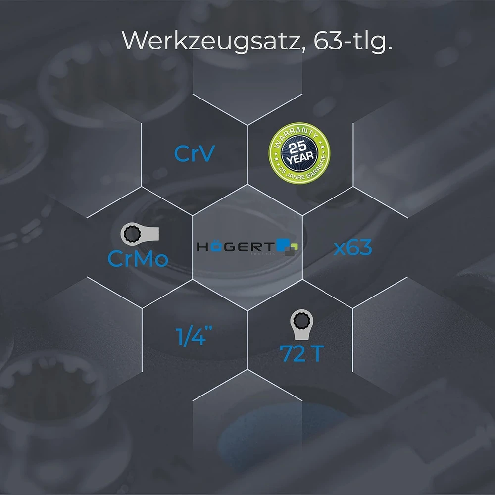 Hogert Technik HOEGERT RAKTŲ RINKINYS 63 el.