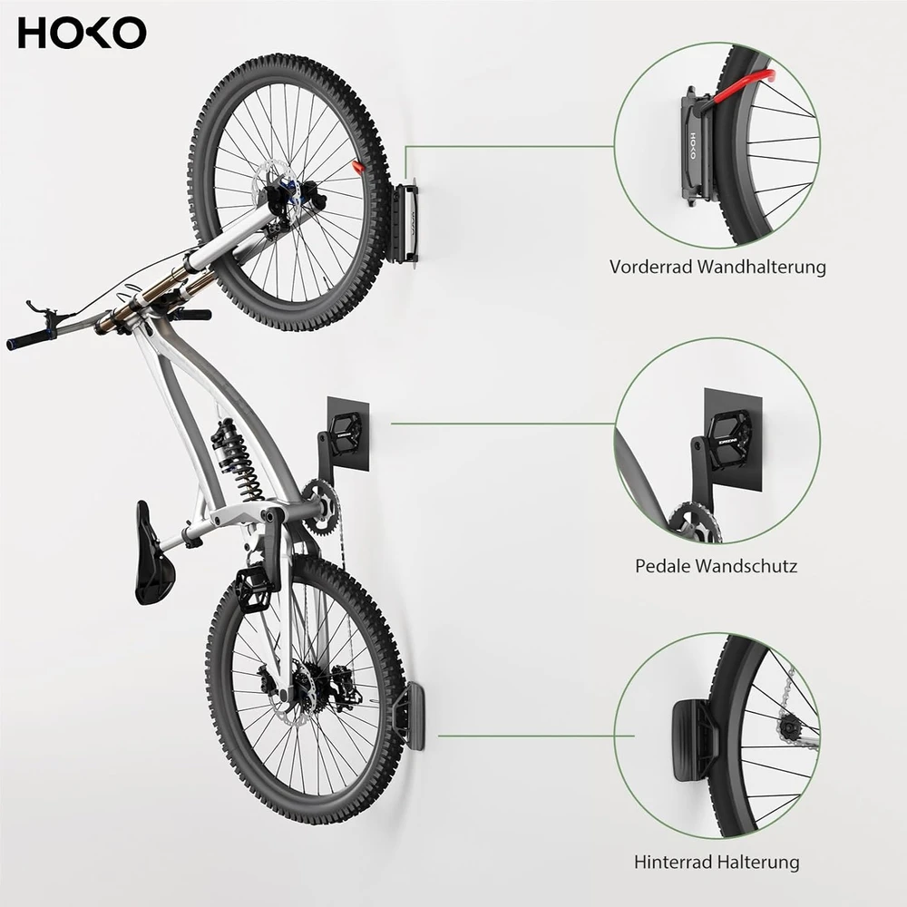 HOKO dviračio laikiklis sieninis, 30 kg apkrova, plieno, pasukamas Velo 30 modelis
