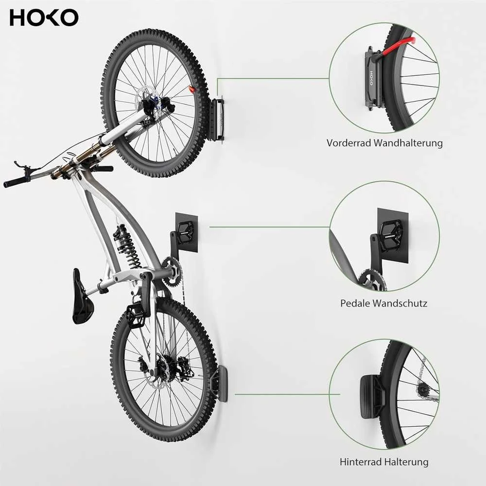 HOKO dviračio laikiklis sieninis, 30 kg apkrova, plieno, pasukamas Velo 30 modelis