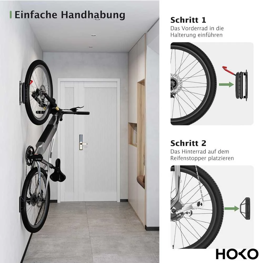 HOKO dviračio laikiklis sieninis, 30 kg apkrova, plieno, pasukamas Velo 30 modelis