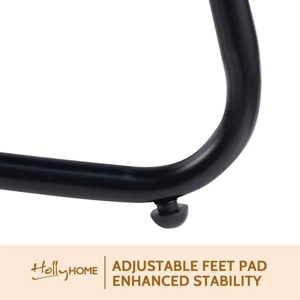 HollyHOME apvalus metalinis lauko pagalbinis staliukas, juodas, 40 × 45 cm, EURST-BK