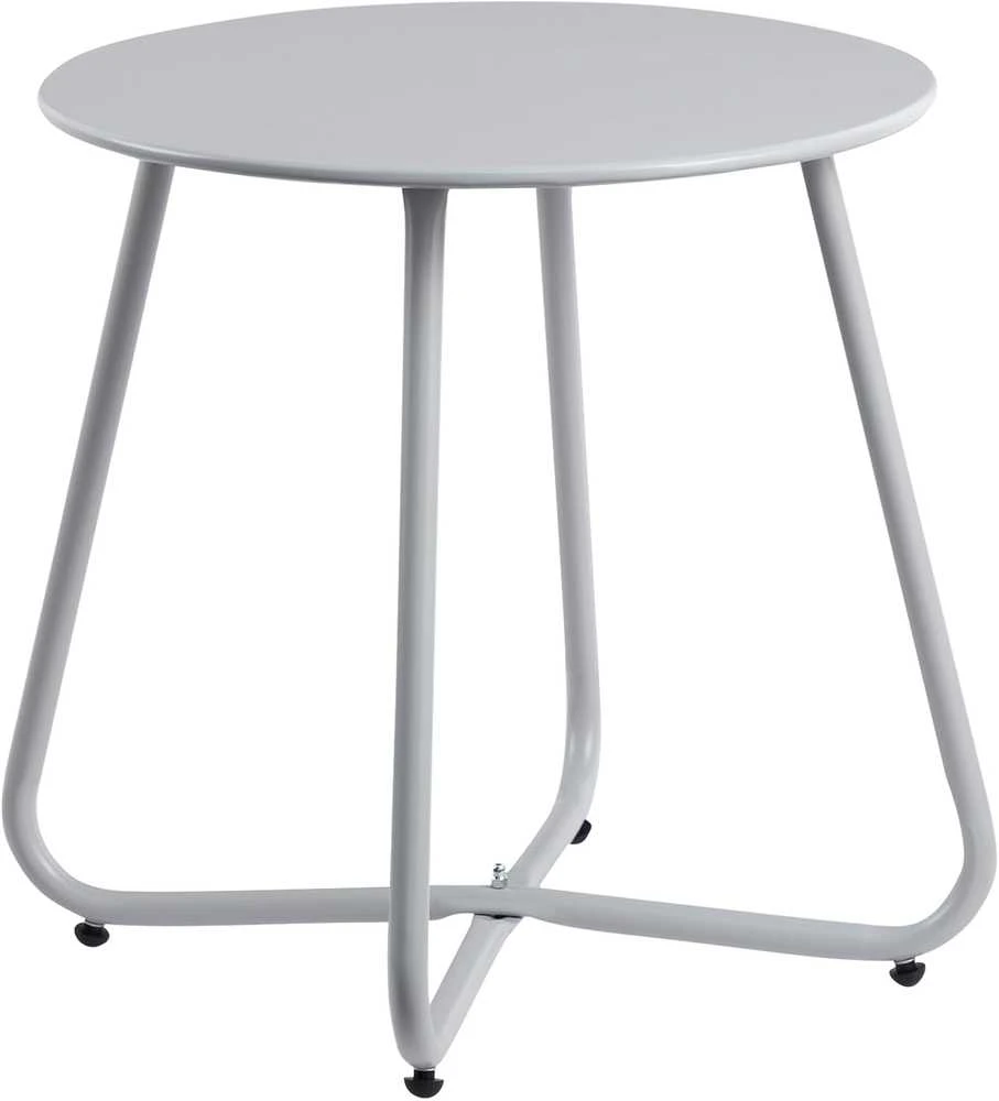 HollyHOME apvalus metalinis lauko staliukas, pilkas, 45 × 40 cm, didžiausia apkrova 23 kg