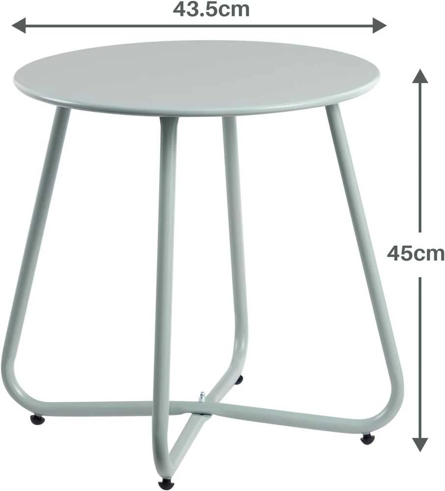 HollyHOME metalinis apvalus lauko staliukas, 45 cm aukščio, 40 cm skersmens, turkio spalvos