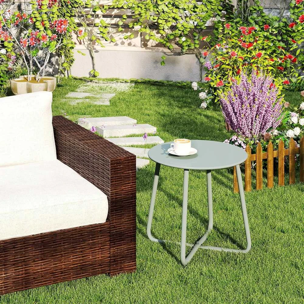 HollyHOME metalinis apvalus lauko staliukas, 45 cm aukščio, 40 cm skersmens, turkio spalvos