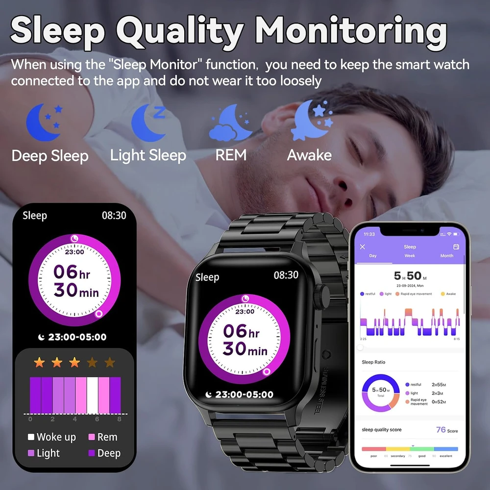 Homailida išmanusis laikrodis su Bluetooth skambučiais, 1.85 col. ekranas, IP67, G93
