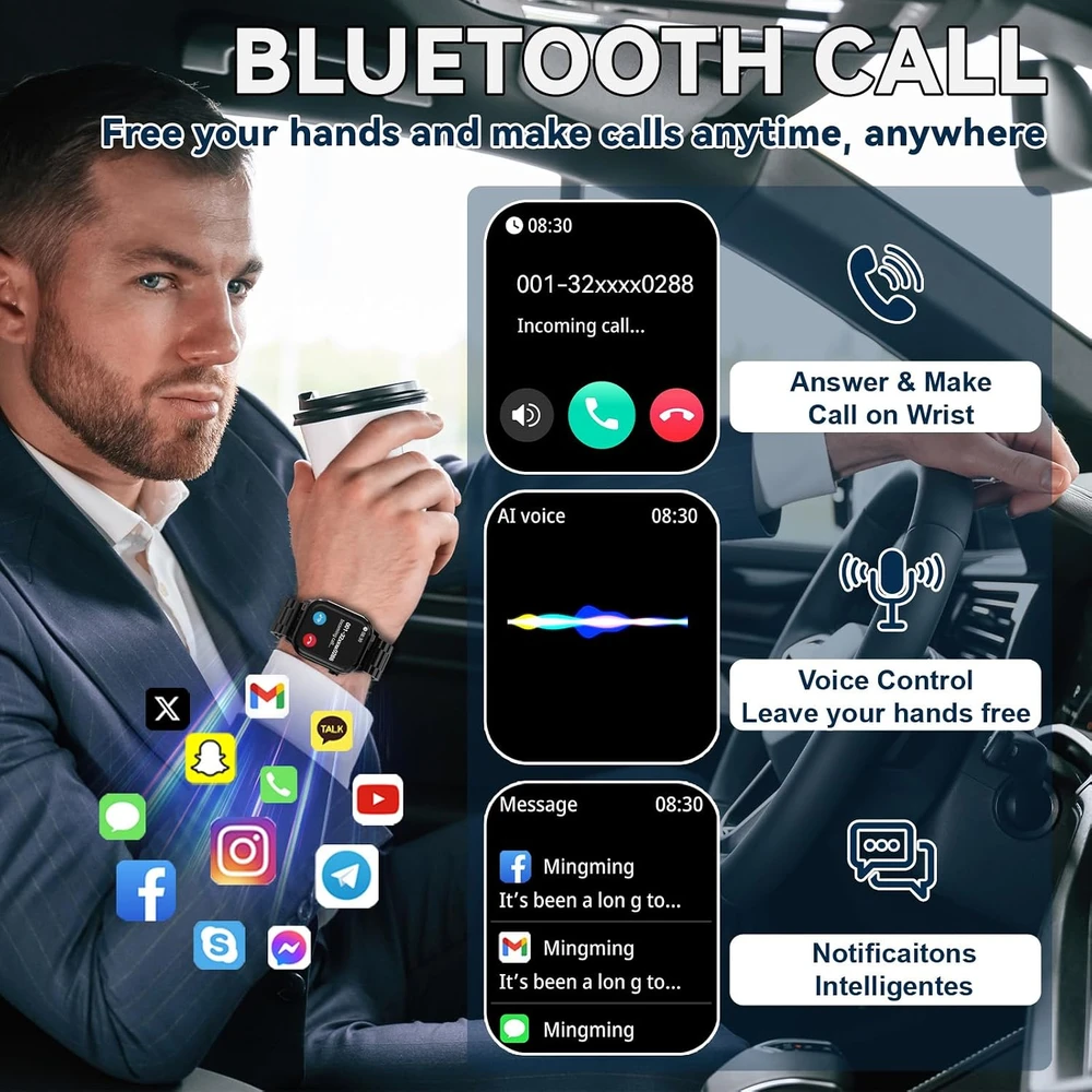 Homailida išmanusis laikrodis su Bluetooth skambučiais, 1.85 col. ekranas, IP67, G93