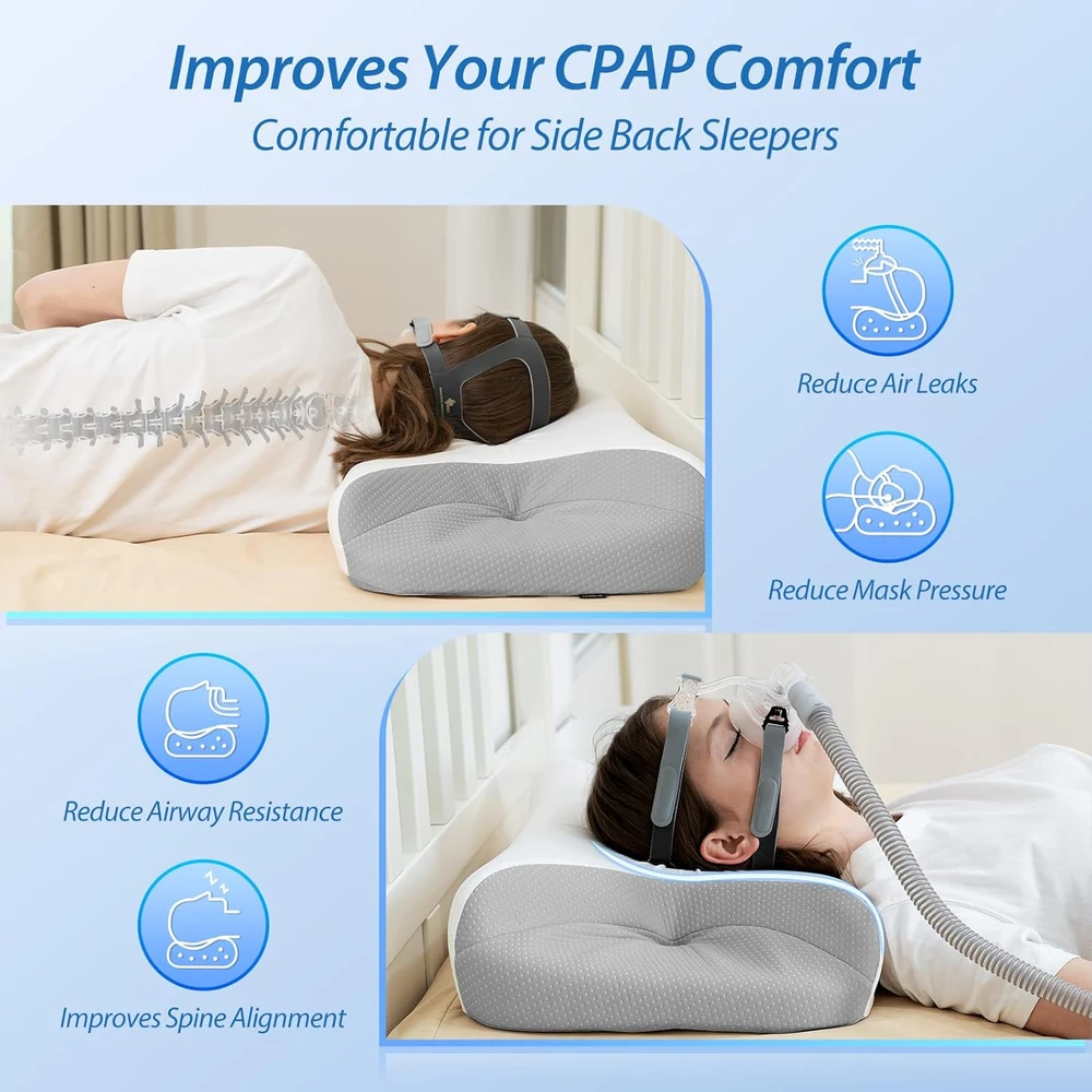 HOMCA CPAP pagalvė iš viskoelastinių putų 65 x 40 cm su vėsinančiu užvalkalu PL08