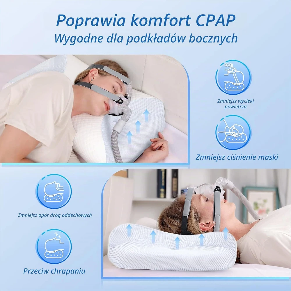 HOMCA CPAP pagalvė miegantiems ant šono su atminties putomis, 65 x 40 cm, PL08