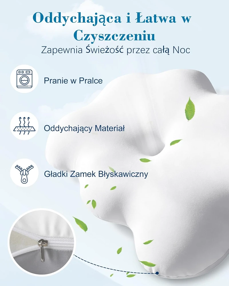 HOMCA ergonominė atminties putų miego pagalvė debesies formos 60 x 40 x 9/12 cm PL04