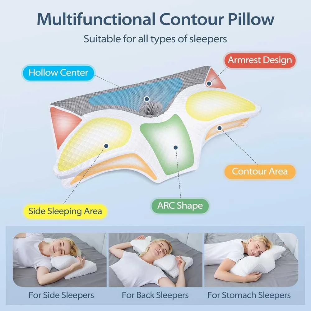 HOMCA ergonominė ortopedinė pagalvė iš atminties putų, didelė, 70 × 40 cm, pilka, PL06