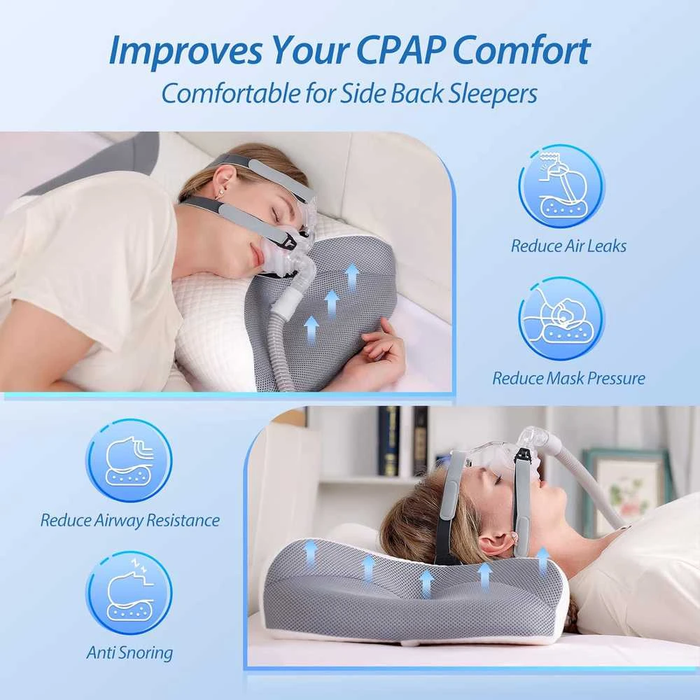 HOMCA ortopedinė CPAP pagalvė šoniniam miegui, 65 × 40 × 9/11 cm, atminties putų, pilka, PL08