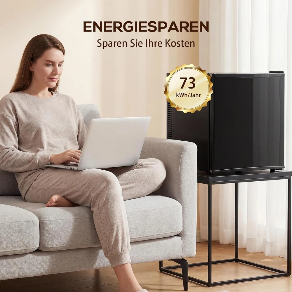 HOMCOM mini šaldytuvas 44 l, reguliuojamas termostatas, LED apšvietimas, juodas, 800-299V90BK