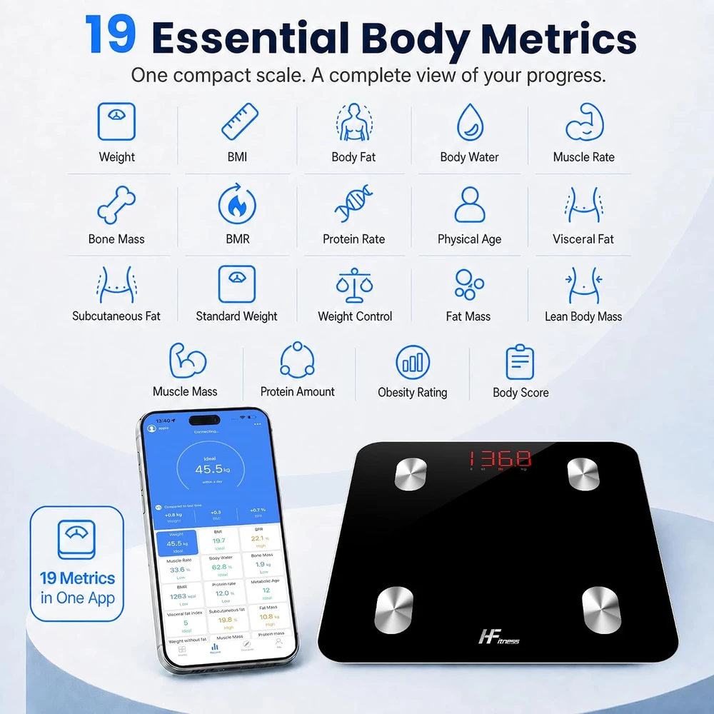 HomeFashion išmaniosios kūno sudėties svarstyklės Bluetooth, 180 kg, 8028